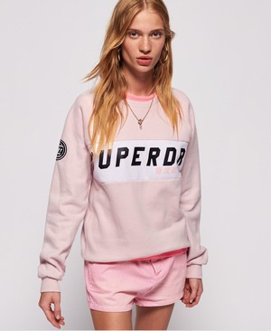 Superdry SD Skater Colour Block Crew Női Pulóver Rózsaszín | IFSAK3912